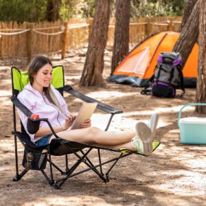Kampfort 3-in-1 opvouwbare campingstoel met voetsteun