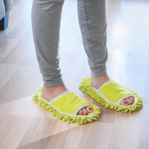Mop&Go dweilpantoffels met wasbare chenille-moppen