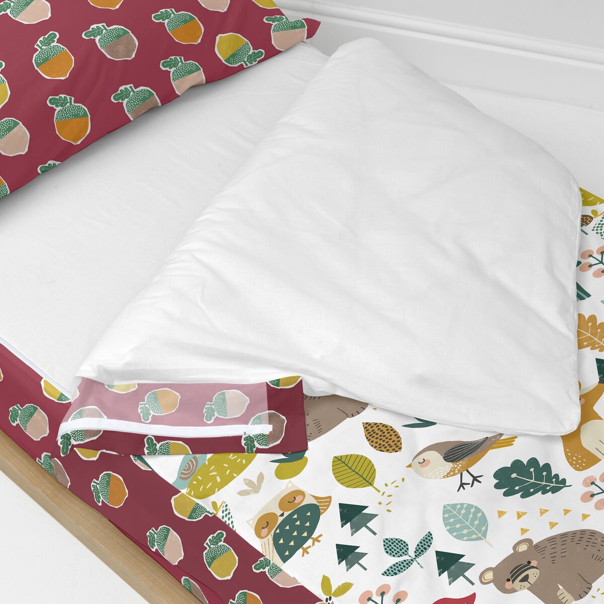 Gewatteerd beddengoed met ritssluiting HappyFriday Moshi Moshi Harvestwood Multicolour 42 x 20 x 50 cm – afbeelding 3