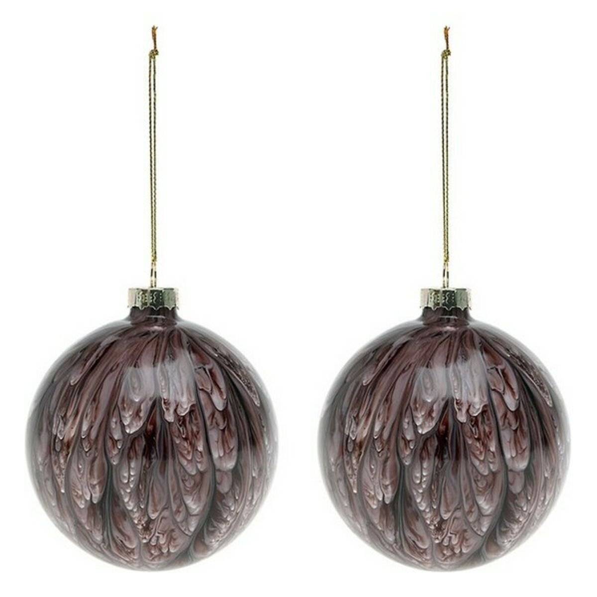 Kerstballen (2 pcs) 113572 Bruin Rood 8 cm (2 Stuks) – afbeelding 2