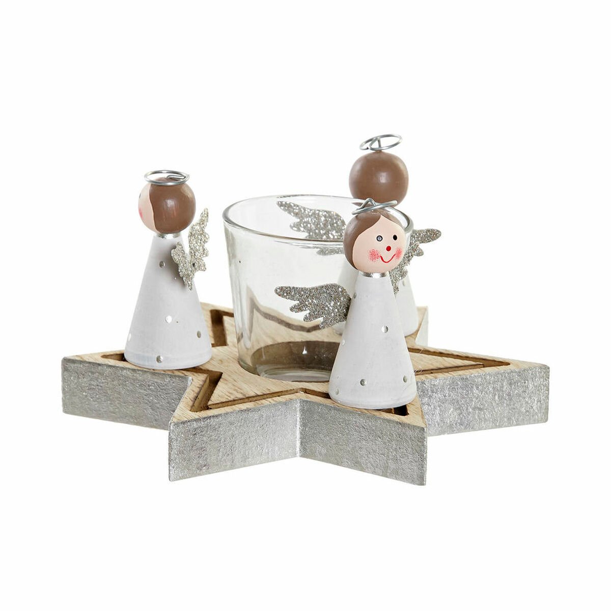 Kerstkaarshouder DKD Home Decor Kristal Hout (17 x 17 x 9 cm)