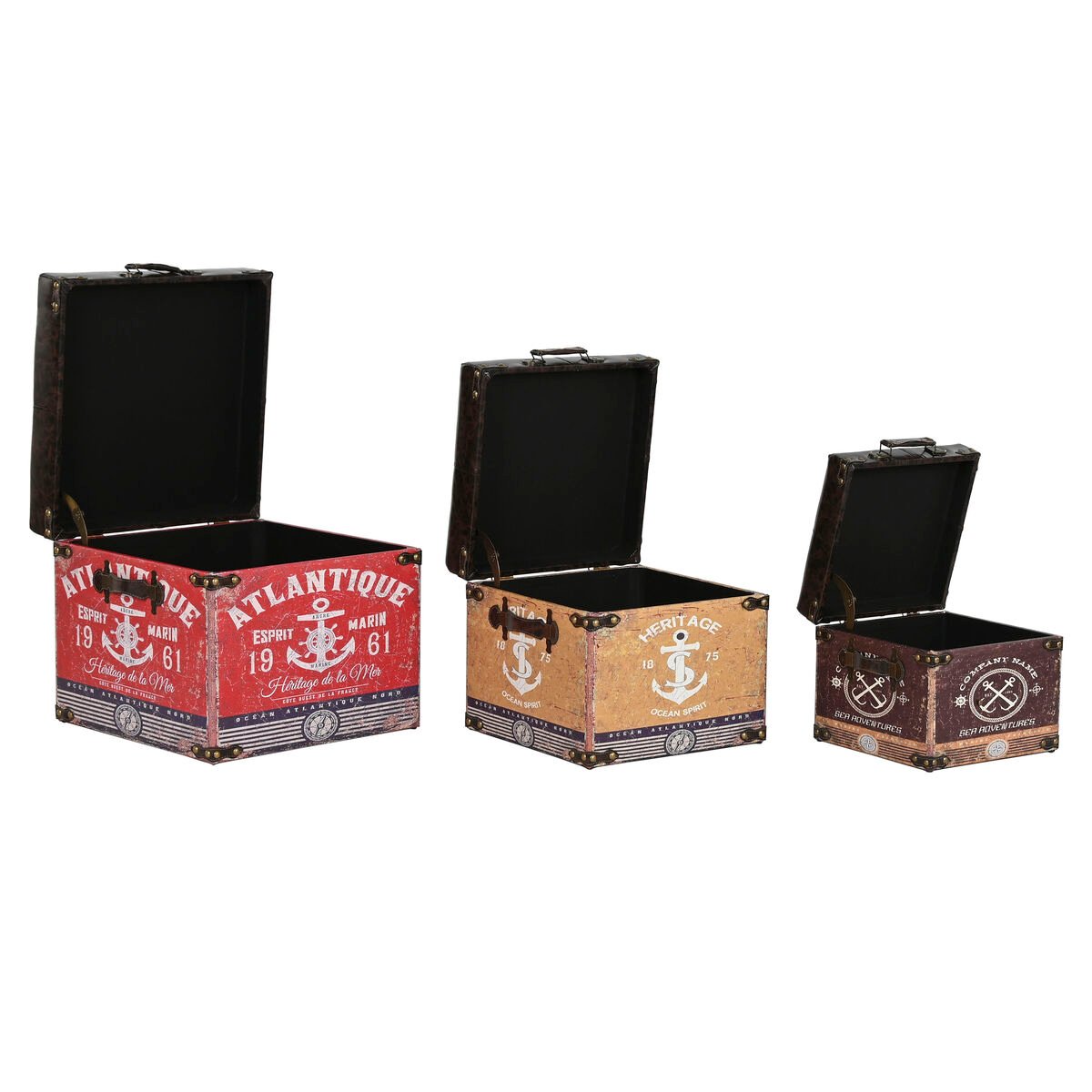 Set decoratieve dozen Home ESPRIT Bruin Multicolour Polyurethaan Hout Vintage (3 Onderdelen) – afbeelding 5