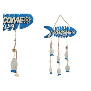 Blauwe hangdecoratie vis van polyresin 40 x 28 cm