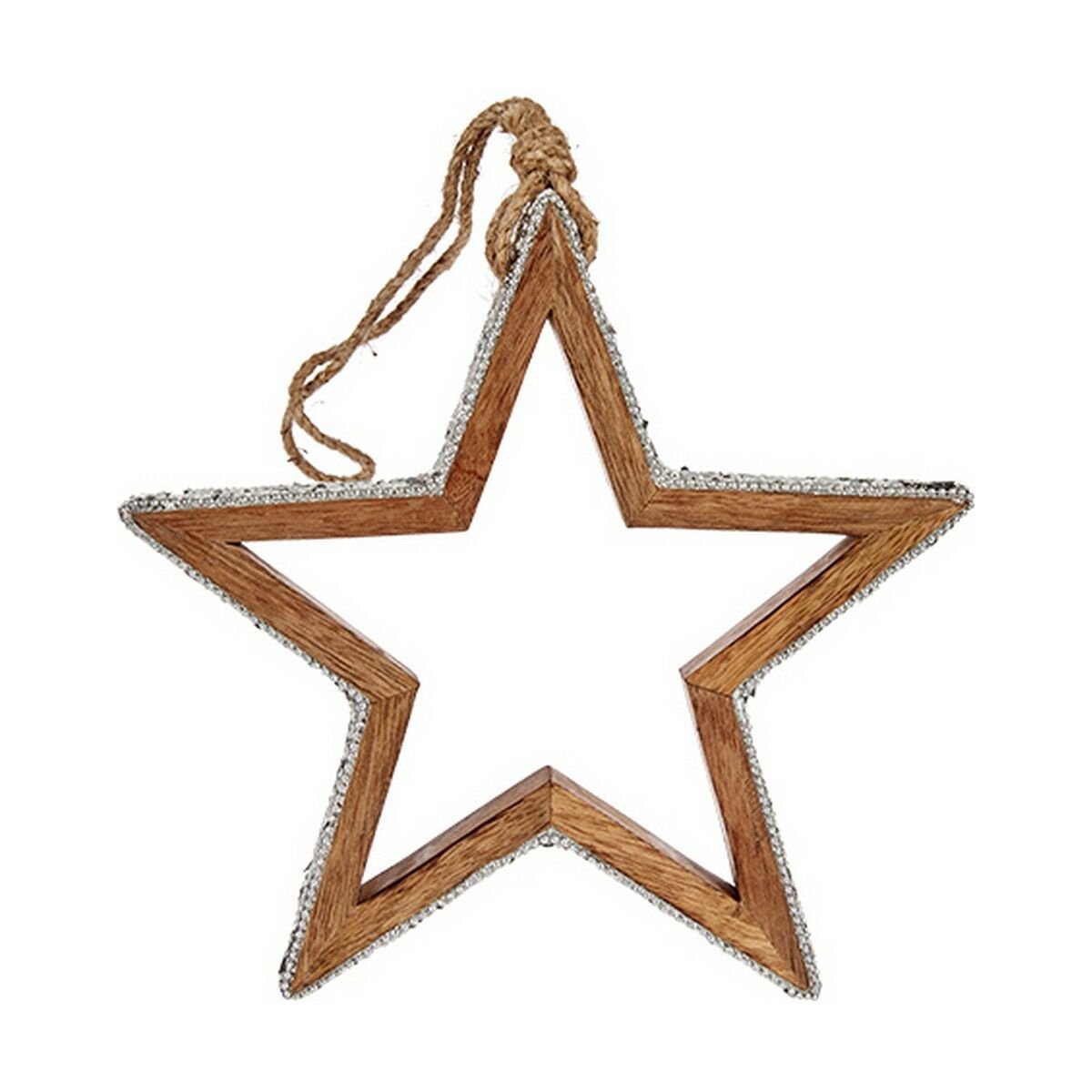 Kerstversiering Krist+ Zilverkleurig Hout Purpurine Ster Silhouet 23 x 2,5 x 40 cm