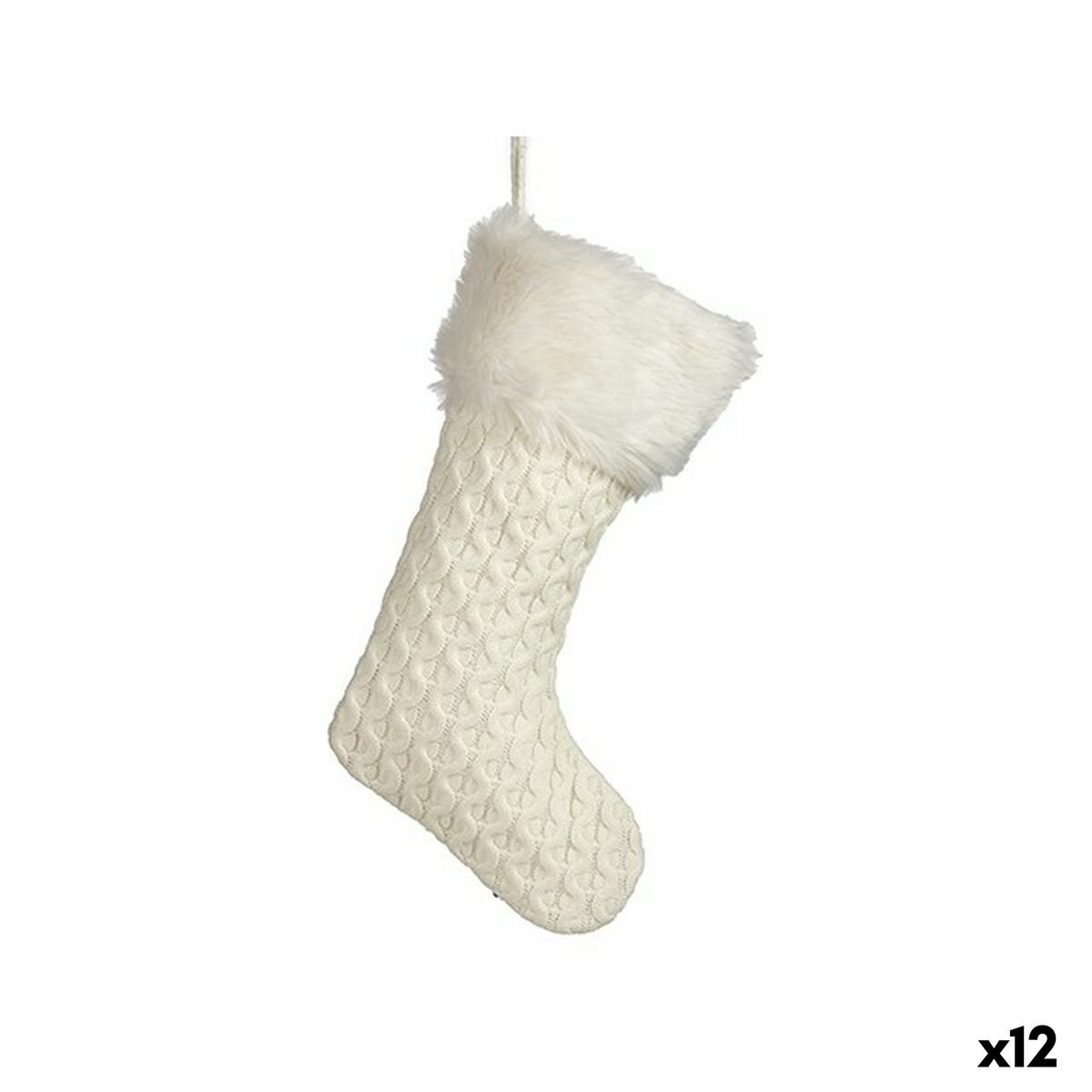 Kerstversiering Krist+ FG09-20493C Wit Kerstsok 28 x 4 x 46 cm (12 Stuks)
