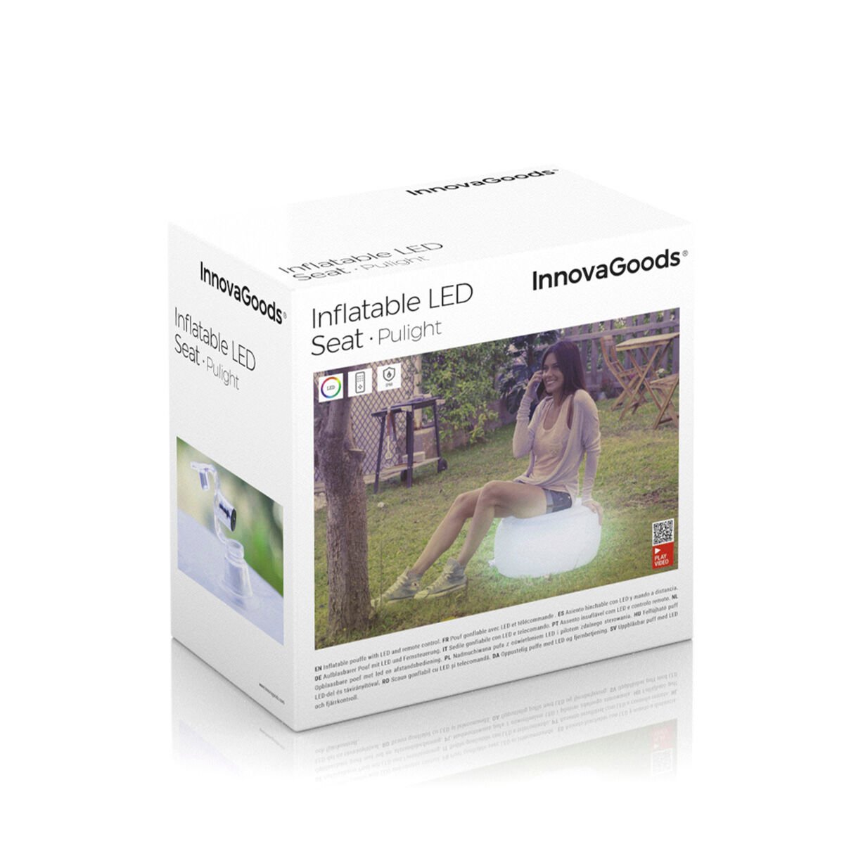 Opblaasbare stoel met veelkleurige LED en afstandsbediening Pulight InnovaGoods – afbeelding 13
