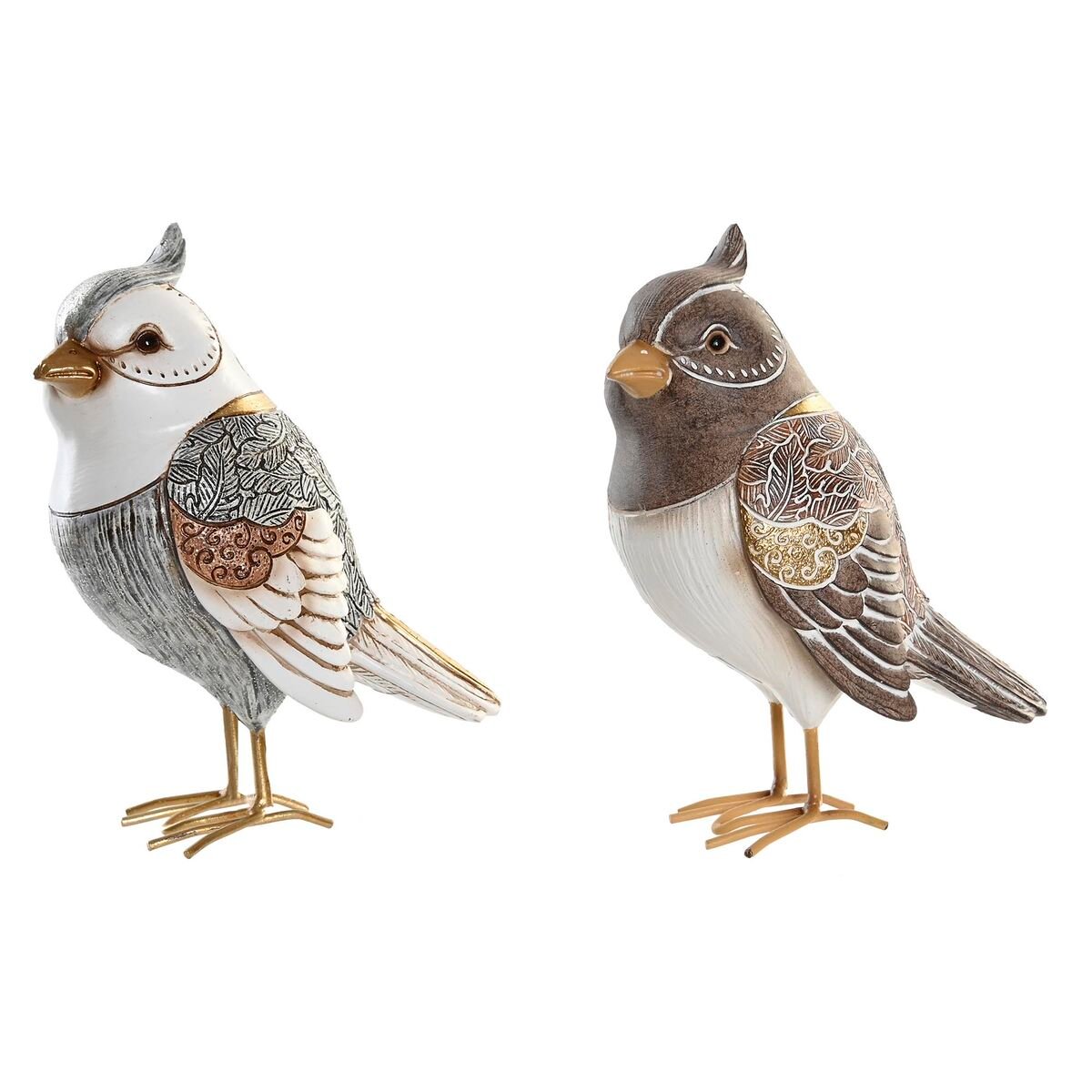 Decoratieve figuren DKD Home Decor Beige Wit Hars Fågel Modern (12,5 x 7 x 16 cm) (2 Stuks)