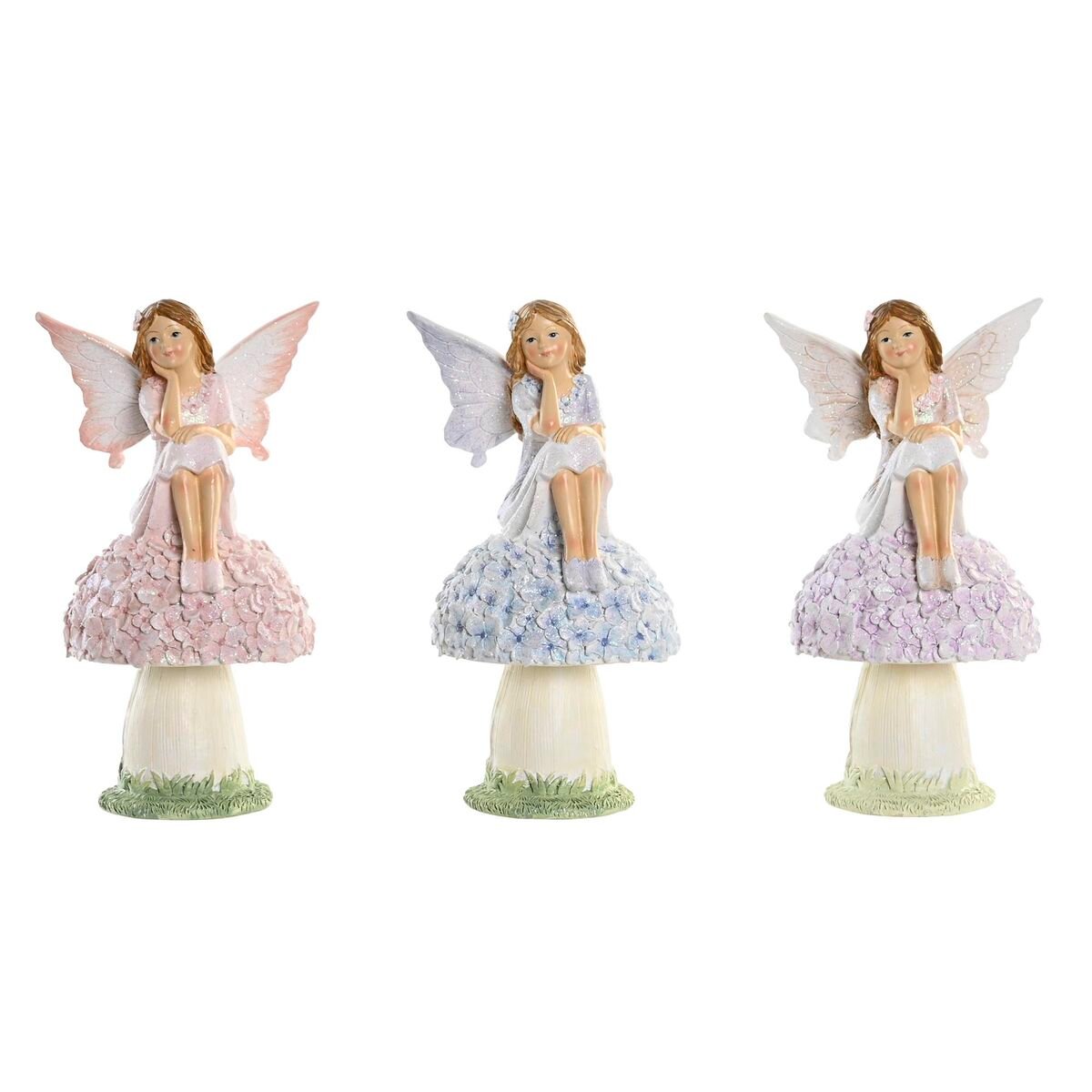Decoratieve figuren DKD Home Decor Blauw Roze Lila Fee 9,5 x 8 x 17 cm (3 Onderdelen)