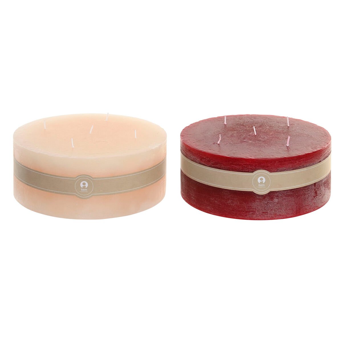 Kaars Home ESPRIT Rood Crème Kerstmis 25 x 25 x 10 cm (2 Stuks)