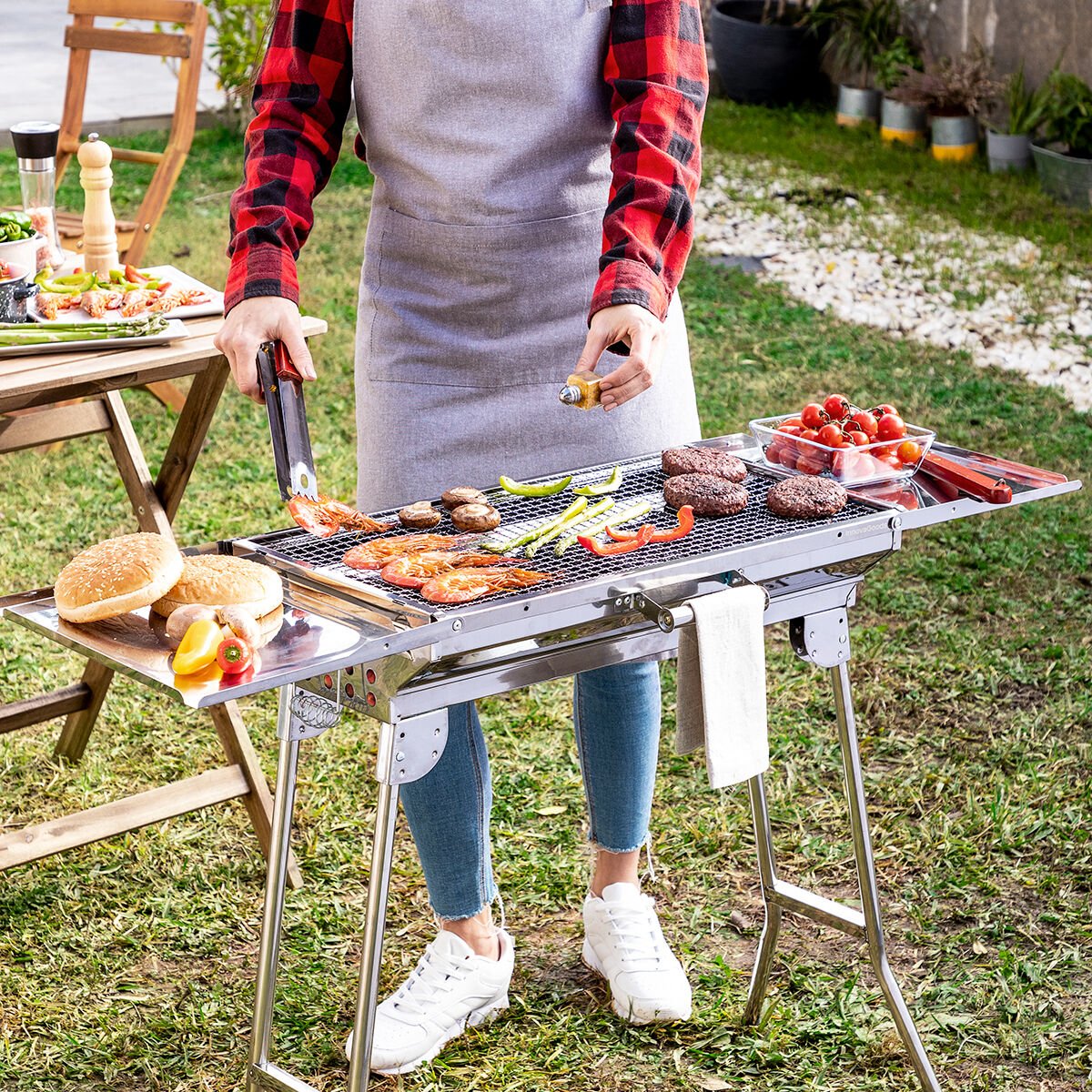 ExelQ opvouwbare RVS houtskoolbarbecue – InnovaGoods