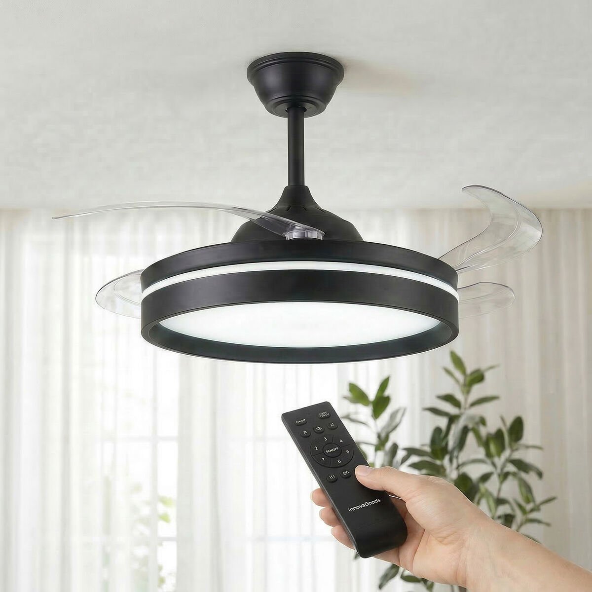 Plafondventilator met LED en intrekbare bladen – InnovaGoods