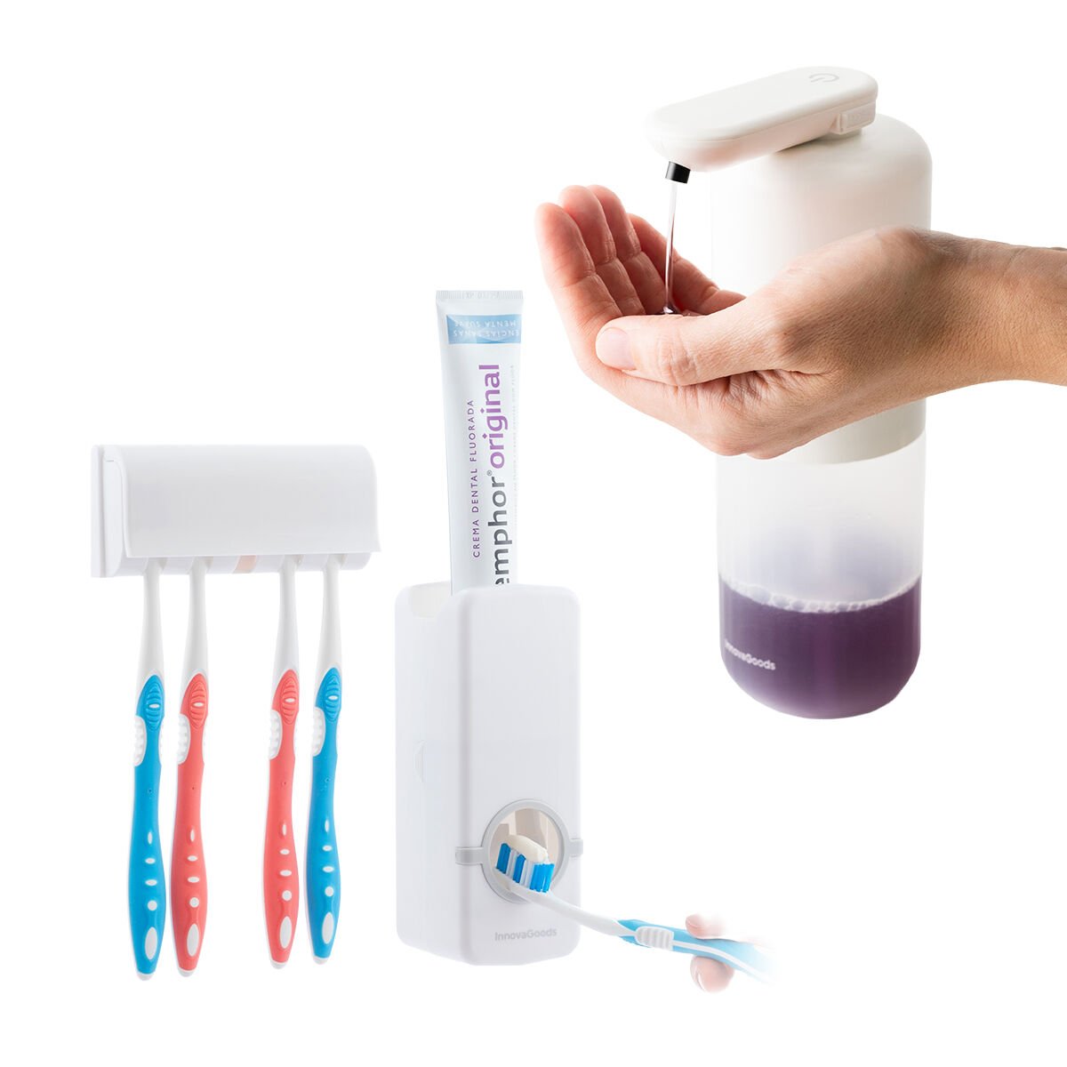 Tandpasta Dispenser Set met Tandenborstelhouder & Automatische Zeepdispenser InnovaGoods