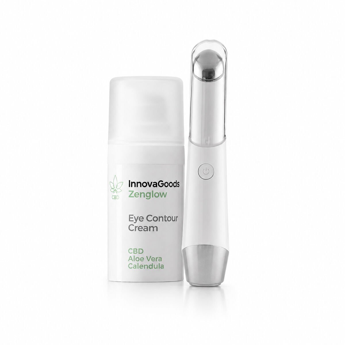 Pack Oogmassageapparaat tegen veroudering met fototherapie en thermotherapie en CBD-oogcontour Zenglow 15 ml InnovaGoods